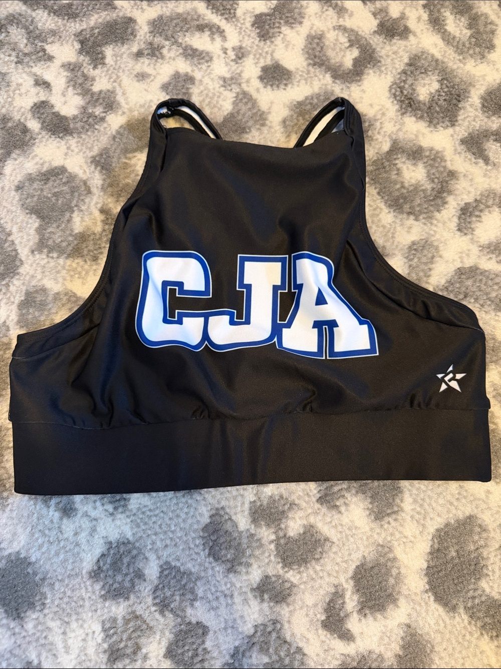 Black Sports Crop Top with CJA Graphic